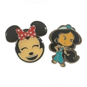 Lot of 2 Disney Trading Pins Enamel Princess Jasmine Minnie Mouse Pin Bow